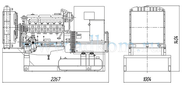 Габаритный чертеж на дизельные генераторы 100 кВт с Doosan D1146T