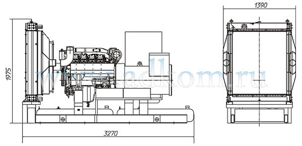 Габаритный чертеж на дизельные электростанции 320 кВт с Doosan P158LE
