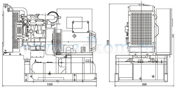 Габаритный чертеж на дизель генератор дизельный АД 10-12 квт 380 электростанция с автозапуском с Perkins 403A-15G2