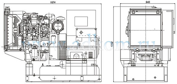Габаритный чертеж на дизельгенераторы 48 кВт с Perkins 1103A-33TG2