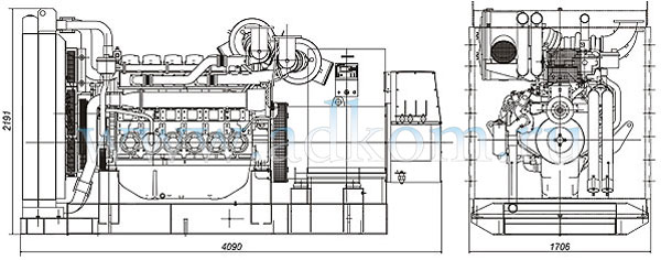 Габаритный чертеж на дизельгенераторы 640 кВт с Perkins 4006-23TAG2A