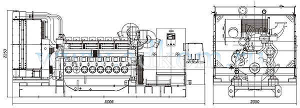 Габаритный чертеж на дизельгенераторы 800 кВт с Perkins 4008TAG2A