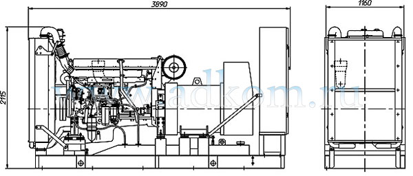 Габаритный чертеж на дизель-генераторы 1200 кВт с 3 x Volvo Penta TAD1641GE