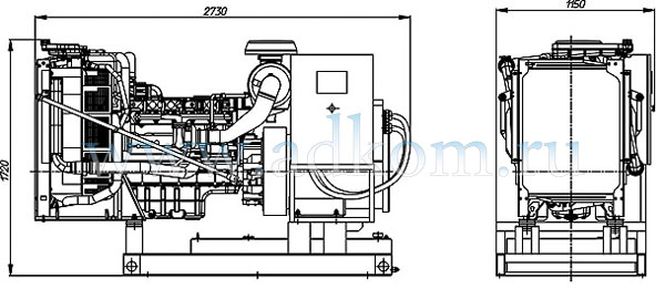 Габаритный чертеж на дизель-генераторы 160 кВт с Volvo Penta TAD733GE