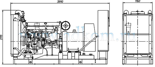 Габаритный чертеж на дизель-генераторы 1800 кВт с 4 x Volvo Penta TAD1642GE