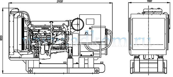 Габаритный чертеж на Дизель электро генератор на 220 кВт с Volvo Penta TAD940GE