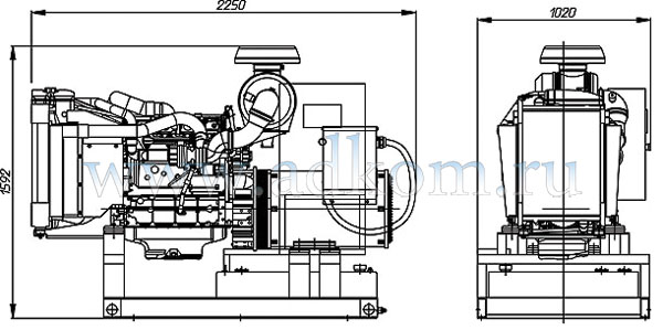 Габаритный чертеж на дизель-генераторы 80 кВт с Volvo Penta TAD531GE