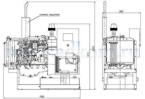 Габаритный чертеж на дизельные мини электростанции 12 кВт с ММЗ Д243
