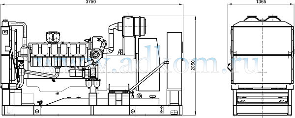 Габаритный чертеж на дизельные электростанции АД 400 кВт с ЯМЗ-Э850.10
